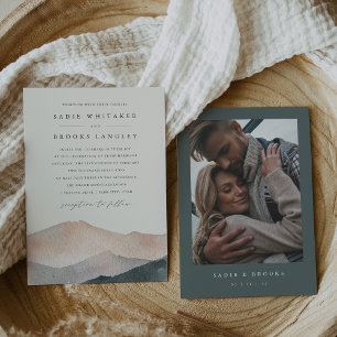 Sierra Dusk   Desert Blush & Slate Photo Wedding Invitation