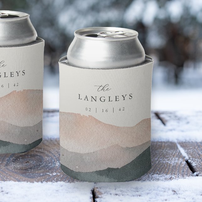 Sierra Dusk | Desert Mountain Sunset Wedding Favou Can Cooler (Creator Uploaded)