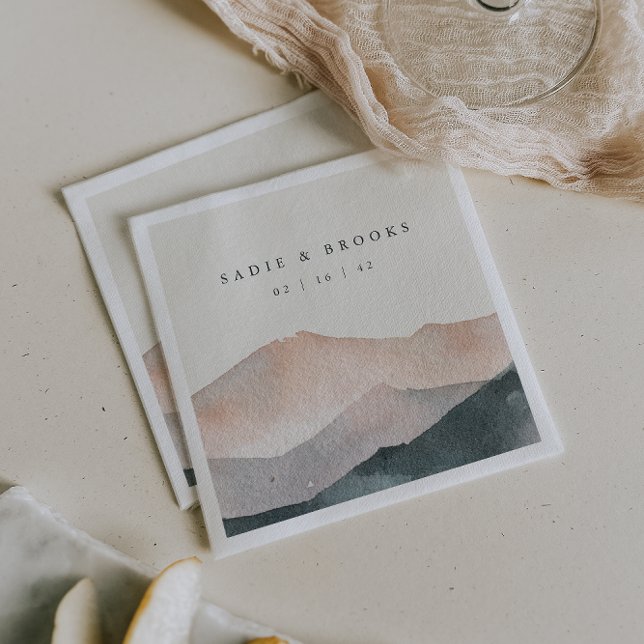 Sierra Dusk | Desert Mountain Sunset Wedding Napkin (Creator Uploaded)