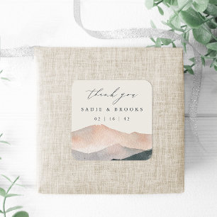 Sierra Dusk   Desert Sunset Wedding Thank You Square Sticker