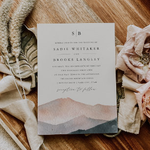 Sierra Dusk   Mountain Sunset Monogram Wedding Invitation