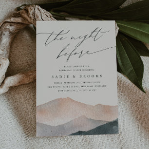 Sierra Dusk   Mountain Sunset Rehearsal Dinner Invitation