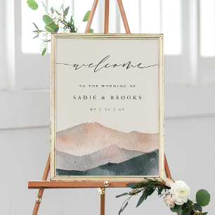 Sierra Dusk Mountain Wedding Welcome Sign