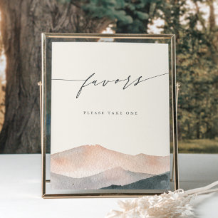 Sierra Dusk Watercolor Mountain Favours Sign