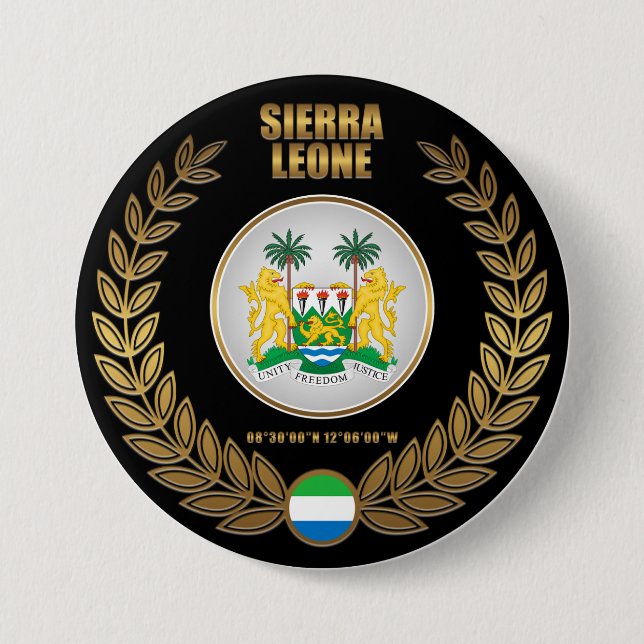 Sierra Leone Coat of Arms 7.5 Cm Round Badge (Front)