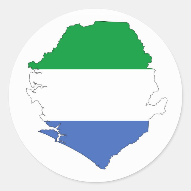 sierra leone country flag shape map symbol classic round sticker (Front)