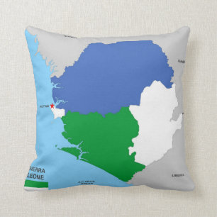 sierra leone country political map flag cushion