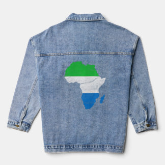 Sierra Leone Flag Africa Continent Silhouette Sier Denim Jacket
