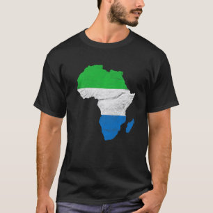 Sierra Leone Flag Africa Continent Silhouette Sier T-Shirt