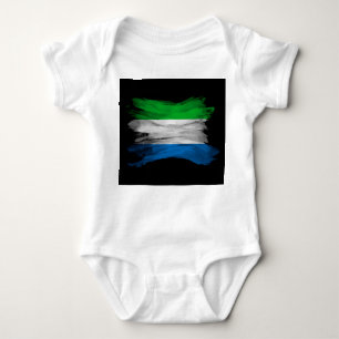 Sierra Leone flag brush stroke, national flag Baby Bodysuit