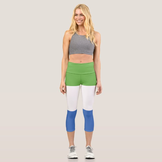 Sierra Leone flag Capri Leggings (Front)