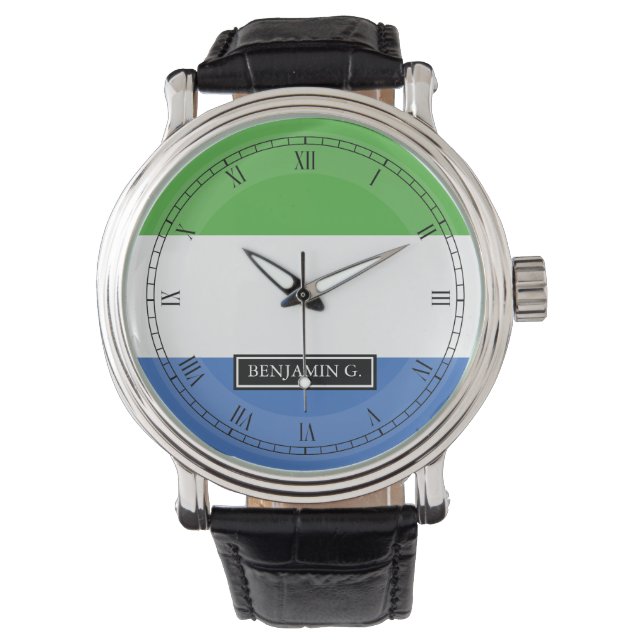 Sierra Leone Flag Custom Name Watch (Front)