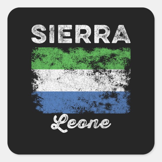 Sierra Leone Flag Distressed Square Sticker (Front)