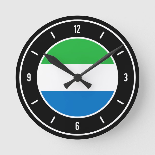 Sierra Leone Flag Elegant Round Clock (Front)