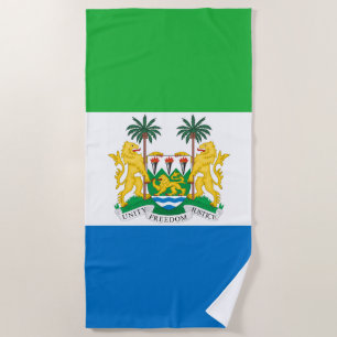 Sierra Leone Flag & Emblem Beach Towel