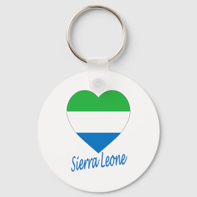 Sierra Leone Flag Heart Key Ring (Front)