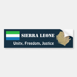 Sierra Leone Flag + Map Bumper Sticker