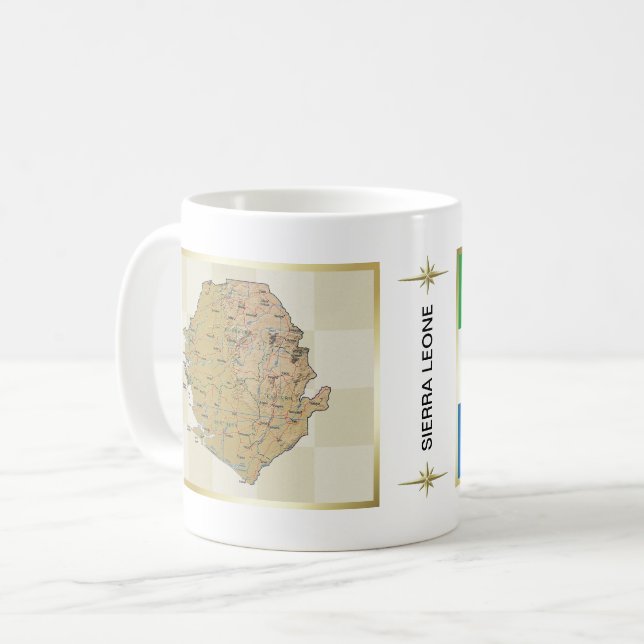 Sierra Leone Flag + Map Mug (Front Left)