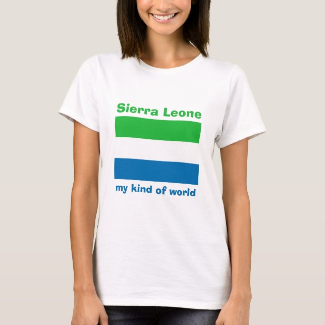 Sierra Leone Flag + Map + Text T-Shirt (Front)