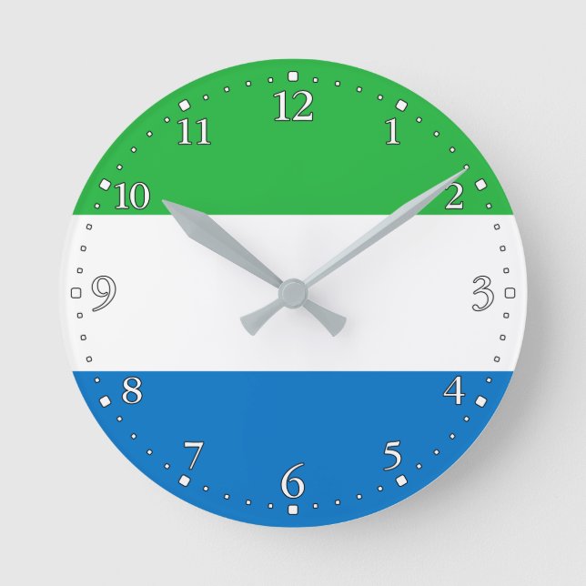 Sierra Leone Flag Round Clock (Front)