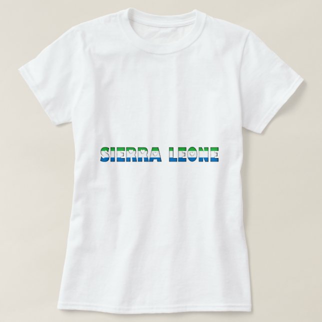 Sierra Leone Hearts Typography Country Flag Colour T-Shirt (Design Front)