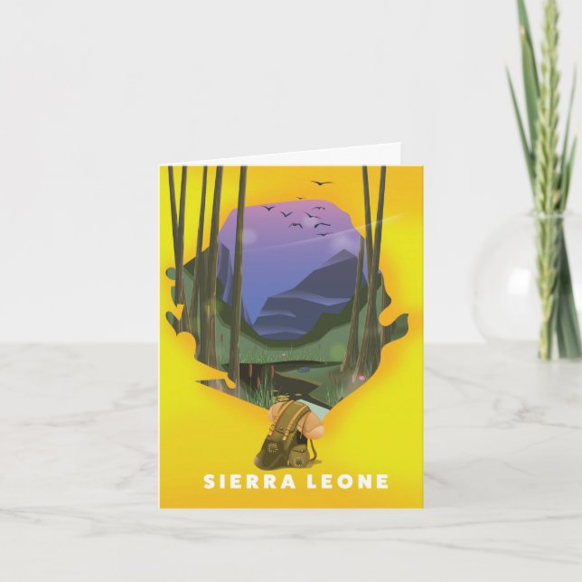 sierra leone illustrated map travel poster note card (Front)