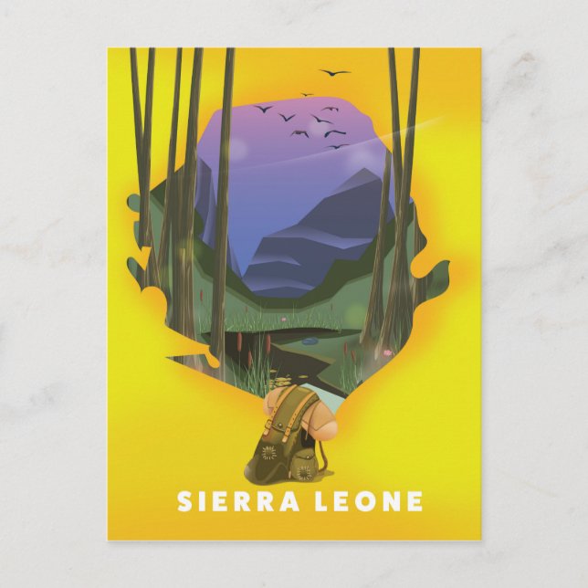 sierra leone illustrated map travel poster postcard (Front)