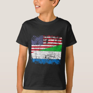 SIERRA LEONEAN ROOTS Half American Flag SIERRA LEO T-Shirt
