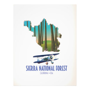 Sierra national forest California USA map Photo Print