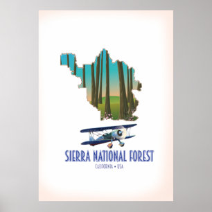 Sierra national forest California USA map Poster