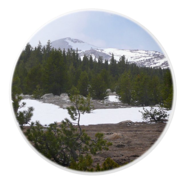 Sierra Nevada Mountains and Snow at Yosemite Ceramic Knob (Front)
