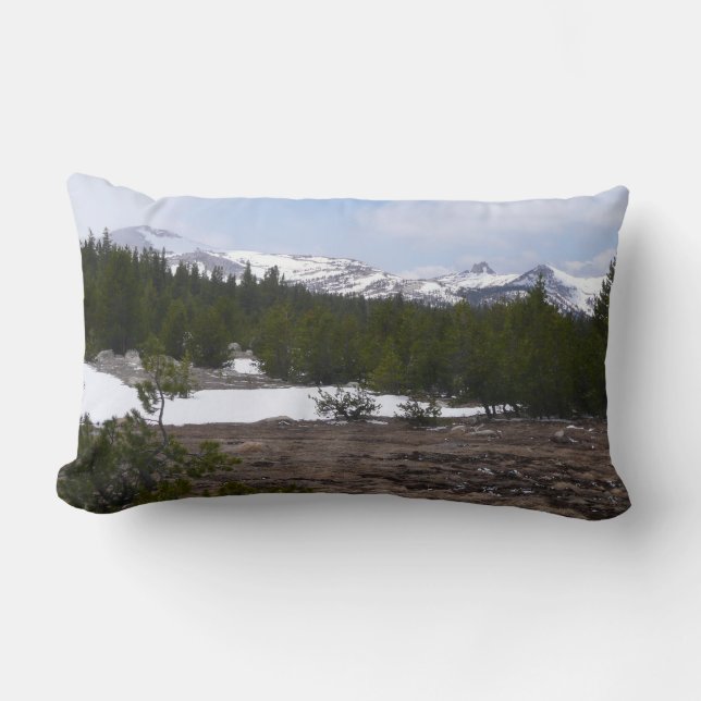 Sierra Nevada Mountains and Snow at Yosemite Lumbar Cushion (Front)