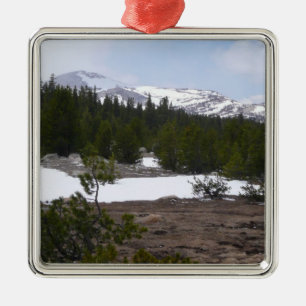 Sierra Nevada Mountains and Snow at Yosemite Metal Tree Decoration