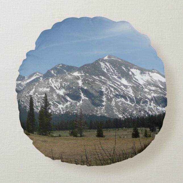 Sierra Nevada Mountains I from Yosemite Round Cushion (Front)