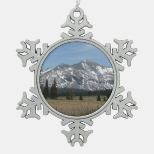 Sierra Nevada Mountains I from Yosemite Snowflake Pewter Christmas Ornament
