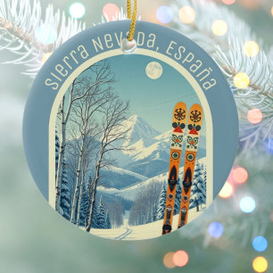 Sierra Nevada Spain España ski area souvenir Ceramic Ornament
