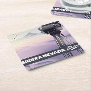 Sierra Nevada Travel poster Square Paper Coaster