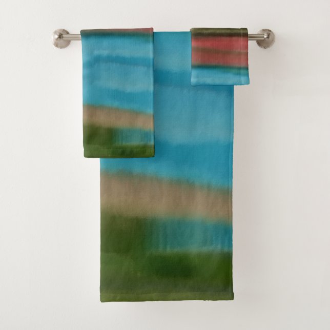 Sierra Sunrise Southwest Abstract Art Bath Towel Set (Insitu)