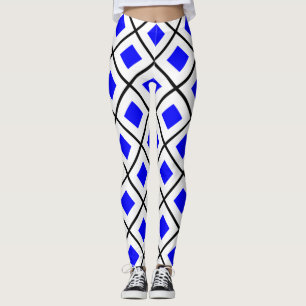 SIERRA White with Blue Square Leggings