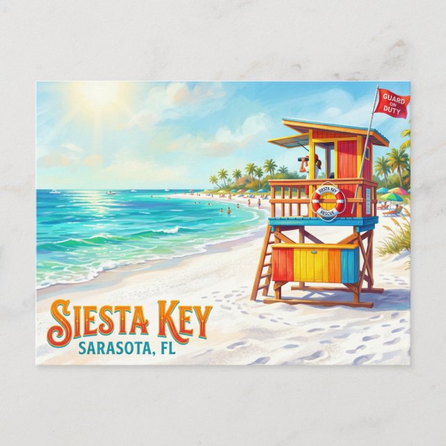 Siesta Beach USA Postcard (Front)