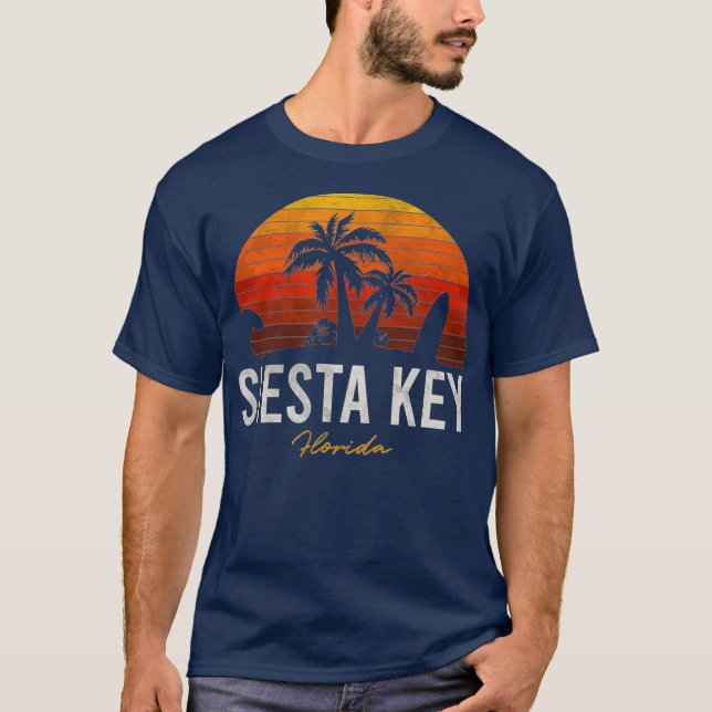 Siesta Key Beach Florida FL Palms Vacation Surf T-Shirt (Front)