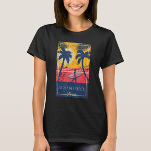 Siesta Key Beach Florida Retro Surfer Beach Distre T-Shirt