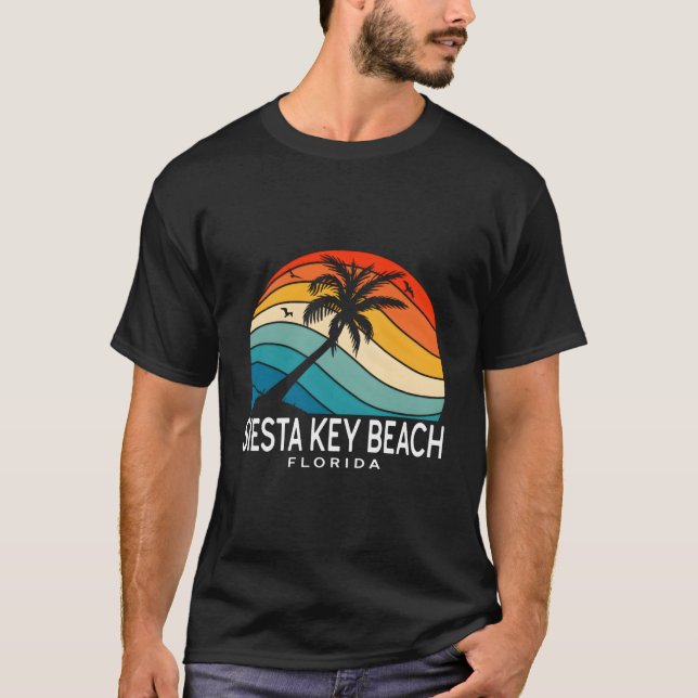 Siesta Key Beach Florida Tropical Beach Palm Tree T-Shirt (Front)