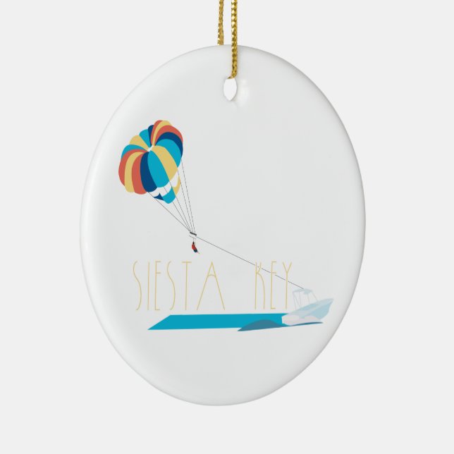 Siesta Key Beach Parasailing Ceramic Ornament (Right)