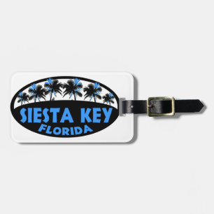 Siesta Key Florida blue black palms Luggage Tag