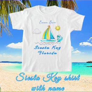 Siesta Key, Florida Sailboat Sun and Name T-Shirt