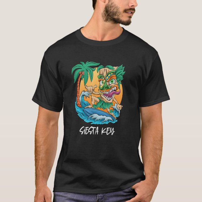 Siesta Key Florida Surfing Tiki Beach Vacation Men T-Shirt (Front)