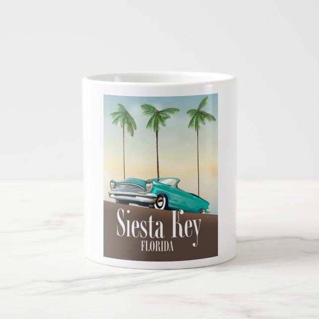 Siesta Key Florida travel poster Large Coffee Mug (Front)