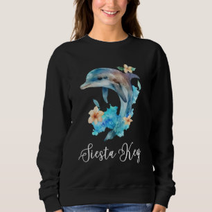 Siesta Key Florida Tropical Flowers Dolphin Girls Sweatshirt