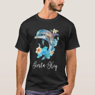 Siesta Key Florida Tropical Flowers Dolphin Girls T-Shirt